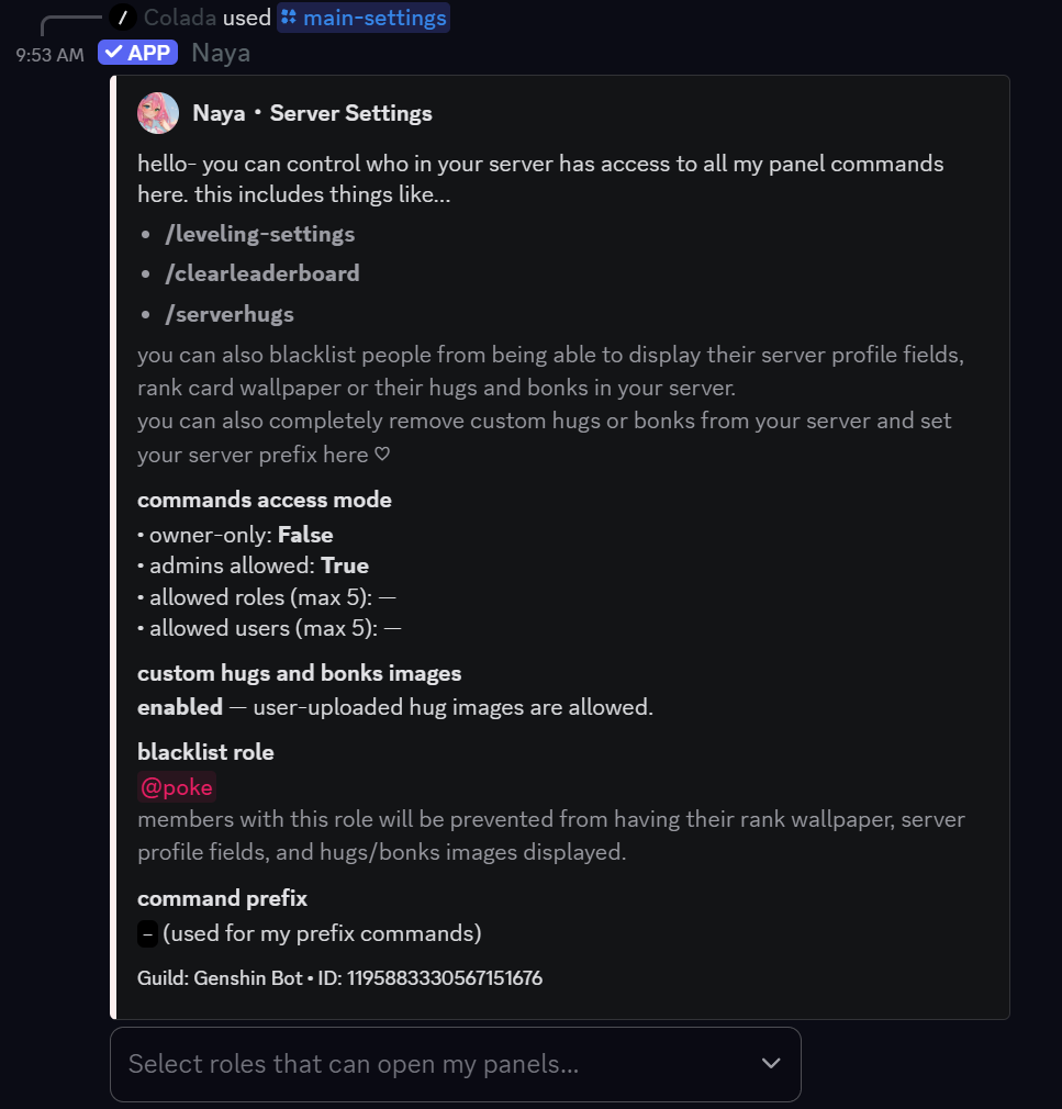 Main Settings module preview